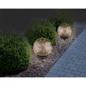 Globo Solar-Kugelleuchte, Ø 15cm, mit 20 LEDs. Dekorative Gartenbeleuchtung mit warmweißem Licht.