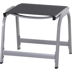 Siena Garden Hocker Tesoro, silbernes Aluminiumgestell mit grauem Ranotex-Gewebe, 52x52x45 cm.
