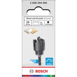 Bosch Lochsäge Wood and Drywall mit Aufsteckhalter Ø 25 mm x 27 mm Grau