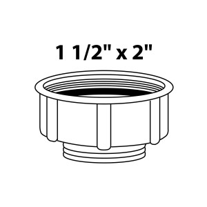 Weißes Kirchhoff Reduzierstück für Siphon, 2IG x 47,8 mm (1 1/2 AG), zur Anpassung von Abwasserrohren.