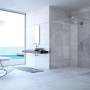 Hüppe Design Pure Seitenwand, 90x200cm, Silber Hochglanz, Teil einer Walk-In Dusche.