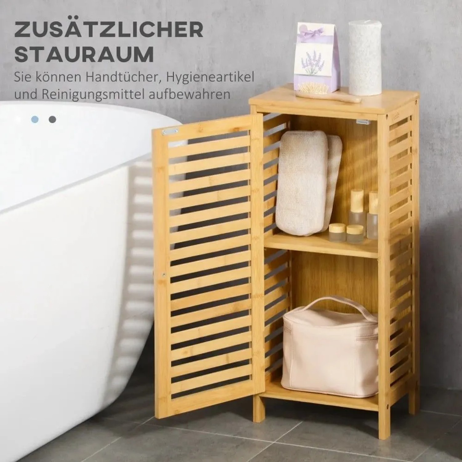Kleankin Badschrank mit Lamellentür 2 Fächern 30 x 19,9 x 70 cm kaufen bei OBI