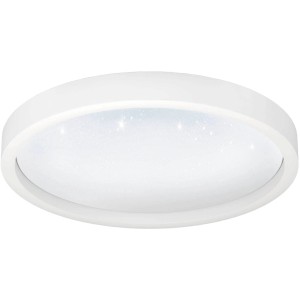 Weiße, runde Eglo LED-Deckenleuchte Montemorelos-Z mit Kristalleffekt für smarte Beleuchtung.