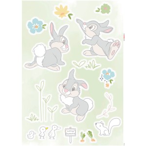Komar Deko-Sticker Thumper Garden 50x70 cm mit Hasenmotiven, Blumen, Enten und Eichhörnchen.