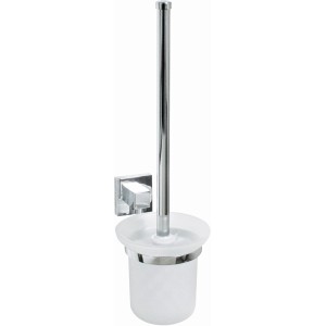 Fackelmann WC-Bürste Mare Chrom mit Halterung, quadratisches Design.