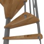 Detailaufnahme: Minka Spindeltreppe Spiral Smart, Eiche Grau, Innentreppe mit Holzstufen und grauem Metallgeländer.