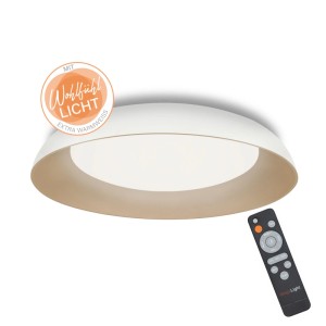 MegaLight LED-Deckenleuchte, cappuccino/weiß, dimmbar, mit Fernbedienung. Einstellbare Farbtemperatur, Wohlfühllicht.