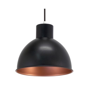 Eglo Pendelleuchte im Vintage-Stil, schwarz mit kupferfarbenem Lampenschirm.