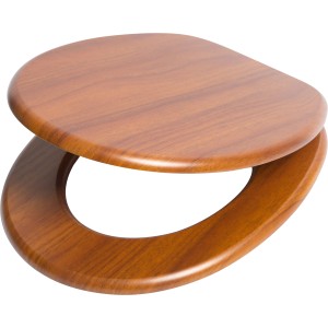 Brauner WC-Sitz Lules von baliv mit Absenkautomatik und Holzkern.