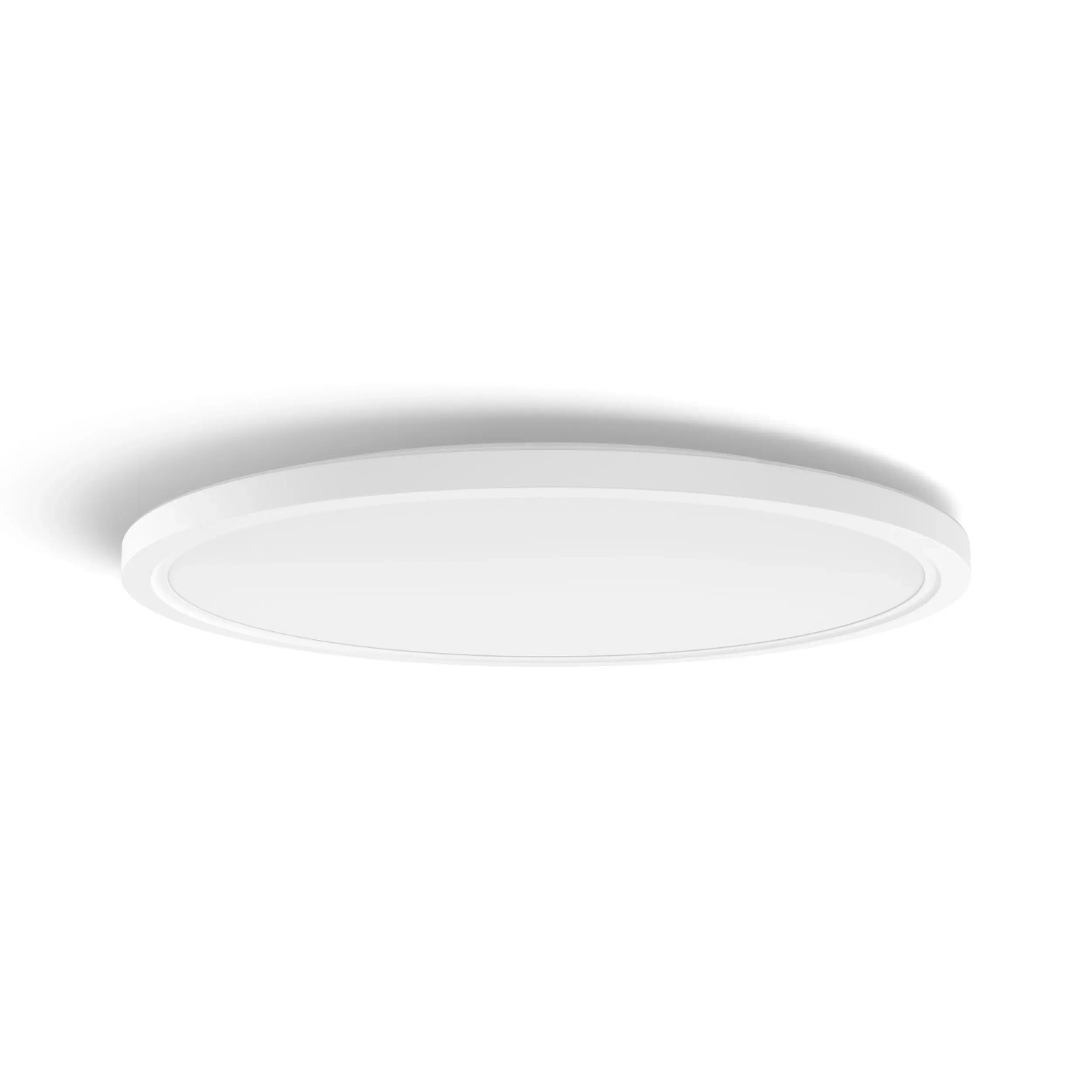 Rundes, weißes Philips Hue LED-Panel Tento XL (Ø 54,2 cm) für smarte Deckenbeleuchtung mit Farbwechsel.