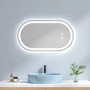 Ovaler Badspiegel mit integrierter LED-Beleuchtung und Touch-Steuerung. Moderner Wandspiegel mit Antibeschlag-Funktion.