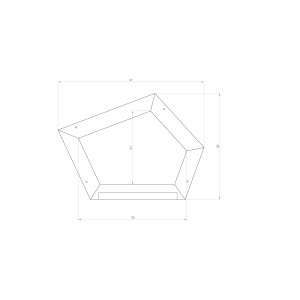 Technische Zeichnung einer asymmetrischen Blackboard Tafel für Spiel & Spaß.
