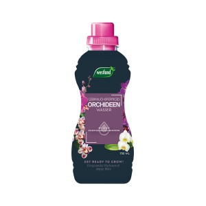 Flasche Westland Orchideen-Wasser 750ml für gesundes Wachstum und üppige Blüten.