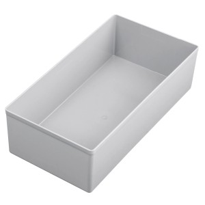 Helle, rechteckige Einsatzbox für Aufbewahrungssysteme. Ideal zur Sortierung von Kleinteilen und Werkstattzubehör.