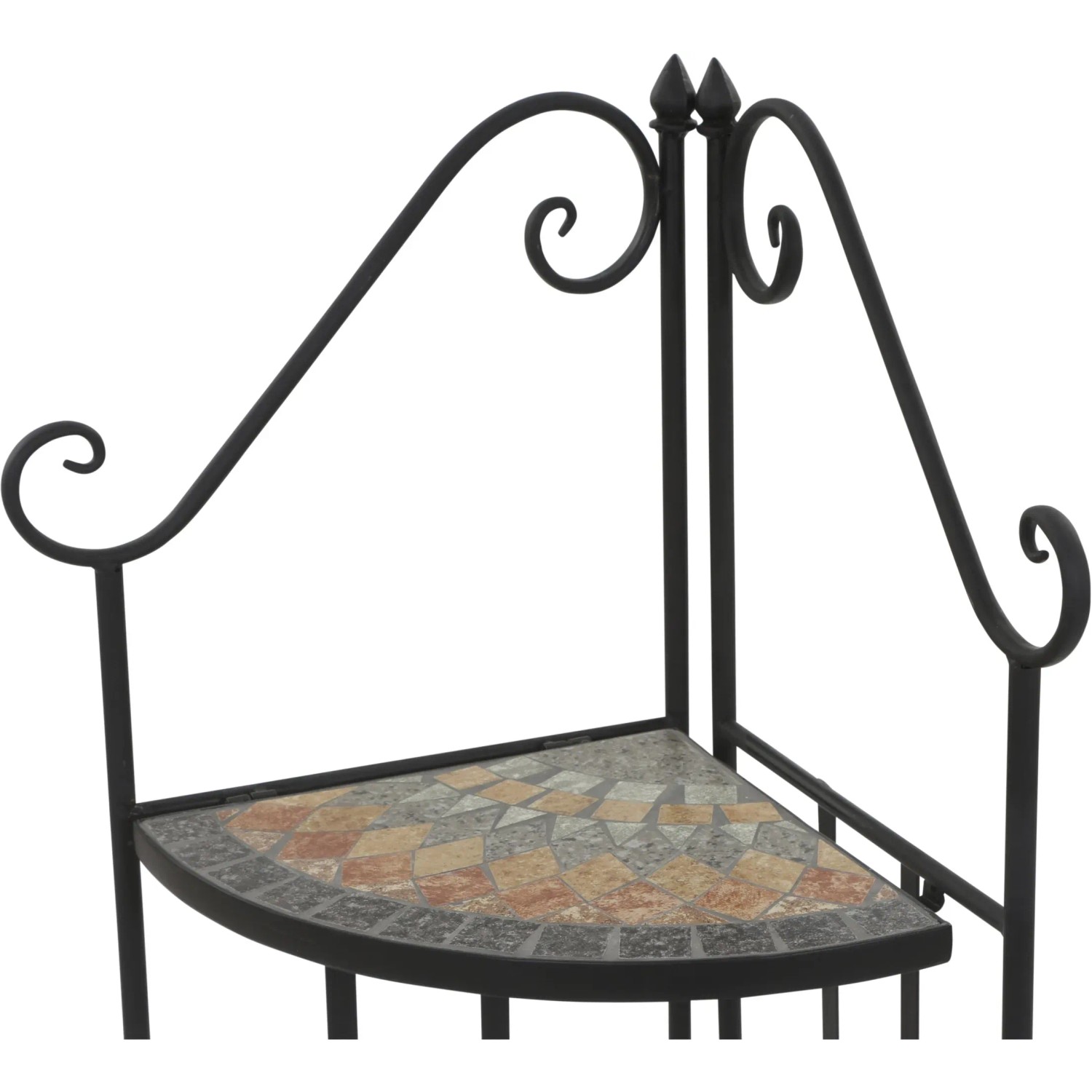 Schwarzes Siena Garden Eckregal Prato mit Mosaik-Regalböden aus Eisen, 63x29x142cm.