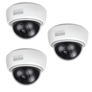 3er Set Basi CCD Kamera Attrappen mit rotem Blinklicht zur Abschreckung.