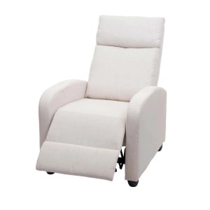Cremefarbener Relaxsessel MCW F76 mit verstellbarer Rückenlehne und Fußstütze.