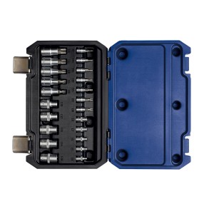 LUX Steckschlüsselsatz Comfort, 22-teilig, mit verschiedenen Bits und Steckschlüsseln im blauen Koffer.