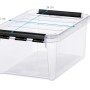 Transparente SmartStore Aufbewahrungsbox Classic 8 l mit Deckel und schwarzen Clips.