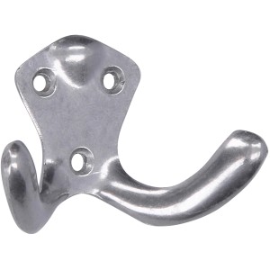 Glänzender, naturfarbener Siro Haken 1132 aus Aluminium für Garderobe, Bad oder Küche.