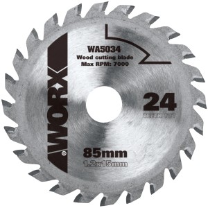 Worx Handkreissägeblatt WA5034 mit 24 Zähnen, geeignet für Holzsägearbeiten.