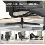 Schwarzer HOMCOM Relaxsessel mit Hocker. Detail des 360° drehbaren Sockels und verstellbare Liegepositionen des Loungesessels.