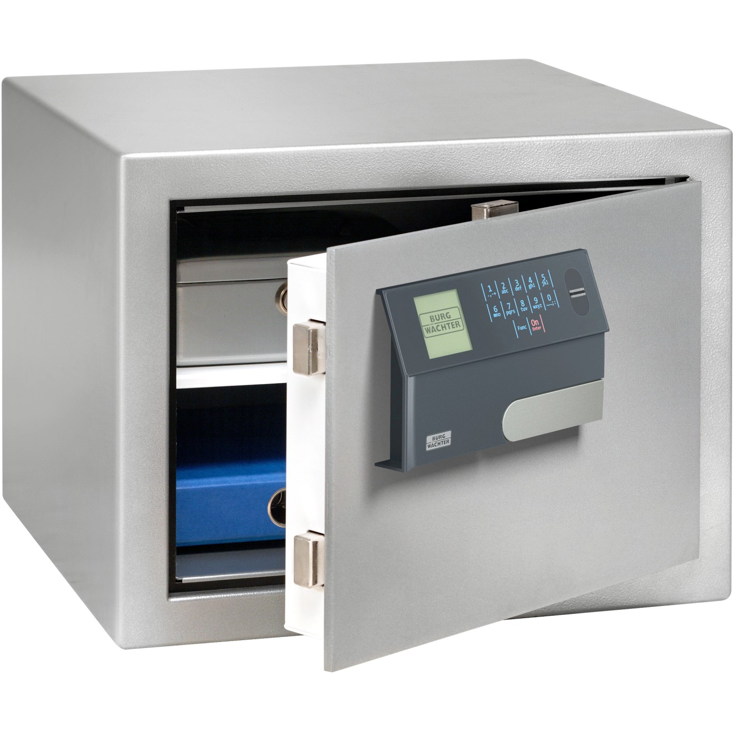 Burg-Wächter Möbeleinsatztresor MT 640 E FP, Tresor mit elektronischem Schloss und Fingerprint-Sensor, Platingrau.