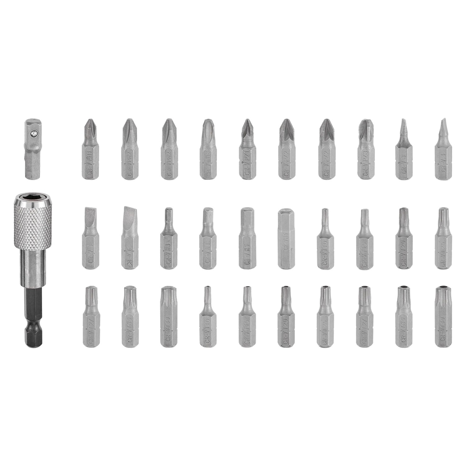 Einhell Bit-Set, 30-teilig, aus CrV-Stahl mit Bithalter und Adapter für Schraubendreher und Akkuschrauber.