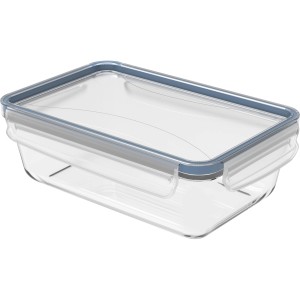 Rotho Kühlschrankdose Click & Lock Glas, 1,3 l, mit blauem Deckel. Küchenhelfer zur Aufbewahrung.