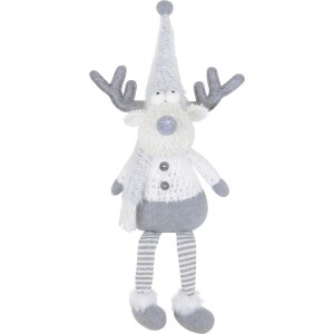 Weiß-graues Deko-Rentier (71 cm) als festliche Weihnachtsdekoration für Ihr Zuhause.