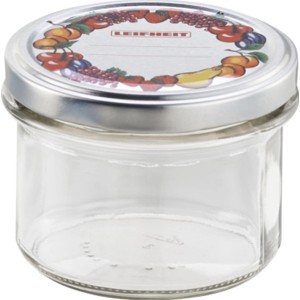 Leifheit Sturzglas 235ml, klares Glas mit silbernem Deckel, ideal für Marmelade und Desserts.