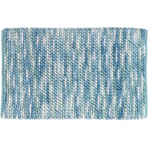 Wenko Badteppich Urdu Aqua, 60x90 cm, mit Melange-Effekt. Flauschiger Badvorleger für Badezimmer und Gäste-WC.