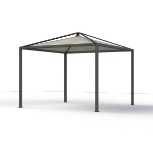Siena Garden Pavillon Comuna mit silbernem Dachbezug, 300x300 cm, für Schatten im Garten.