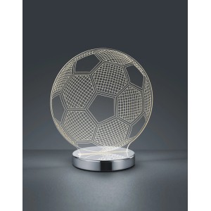 Reality LED Tischleuchte Ball, Chrom, 22cm. Dekorative Lampe im Fußball-Design.