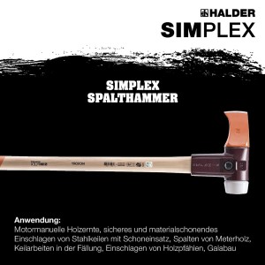 Halder Simplex Spalthammer mit Hickorystiel und Tempergussgehäuse, D 60 mm.