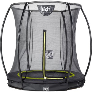 Schwarzes EXIT Silhouette Bodentrampolin (D183cm) mit Sicherheitsnetz für den Garten.