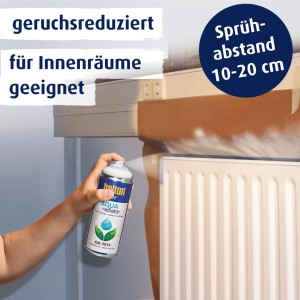 Anwendung von Belton Free AQUAradiator Heizkörperlack RAL 9016 Weiß auf einem Heizkörper.