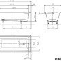 Technische Zeichnung Kaldewei Rechteck-Badewanne Puro, 170x75 cm, Maße und Details.