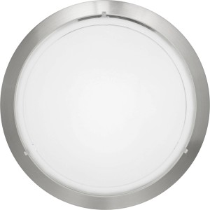 Eglo Deckenleuchte Planet 1, Nickel matt, weißes Glas, runde Deckenlampe.