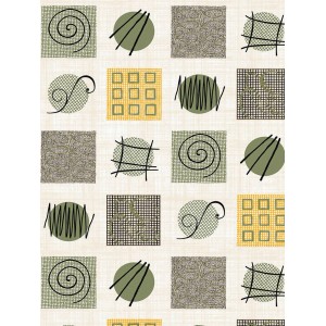 d-c-fix Tischdecke Joris, 110x140 cm, eckig mit abstraktem Muster in Grün- und Gelbtönen.