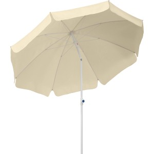 Schneider Balkonschirm Ibiza, Ø 200 cm, Natur, mit Push-Up Mechanik. Sonnenschirm für Balkon und Garten.