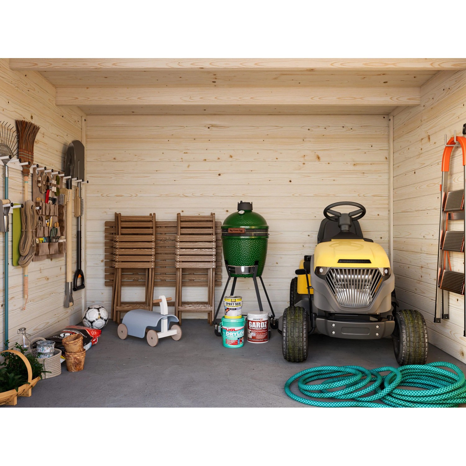 Palmako Ella Holz-Gartenhaus Grau Flachdach Tauchgrundiert 592 cm x 300 cm_3