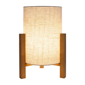 Näve Matilda Tischleuchte mit Leinen-Schirm und Holzfuß, Design-Tischlampe für wohnliche Akzente.