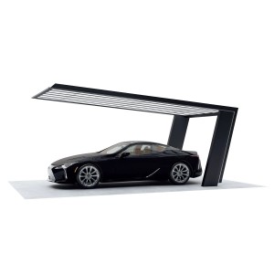 Ximax Einzelcarport My-Port 7, Aluminium schwarz-silber, mit Auto. Moderner Unterstand für PKW.