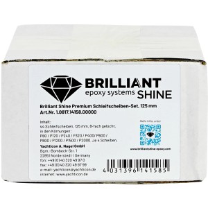 Brilliant Shine Schleifscheiben Set, 44-teilig, für Epoxidharz, Ø 12,5cm, gelb.