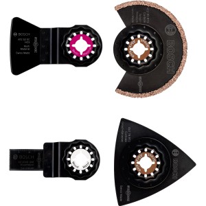 Bosch Fliesen-Set Starlock für Multifunktionswerkzeug PMF, 4-teilig, für Ausbesserungsarbeiten im Fliesenbereich.