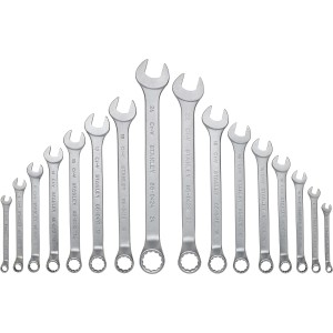 Stanley Ring-Maulschlüssel Set, 16-teilig, chrom-matt, verschiedene Größen für Werkstatt und Handwerk.