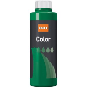 OBI Color Voll- und Abtönfarbe Grün, matte Dispersionsfarbe im 500 ml Gebinde.