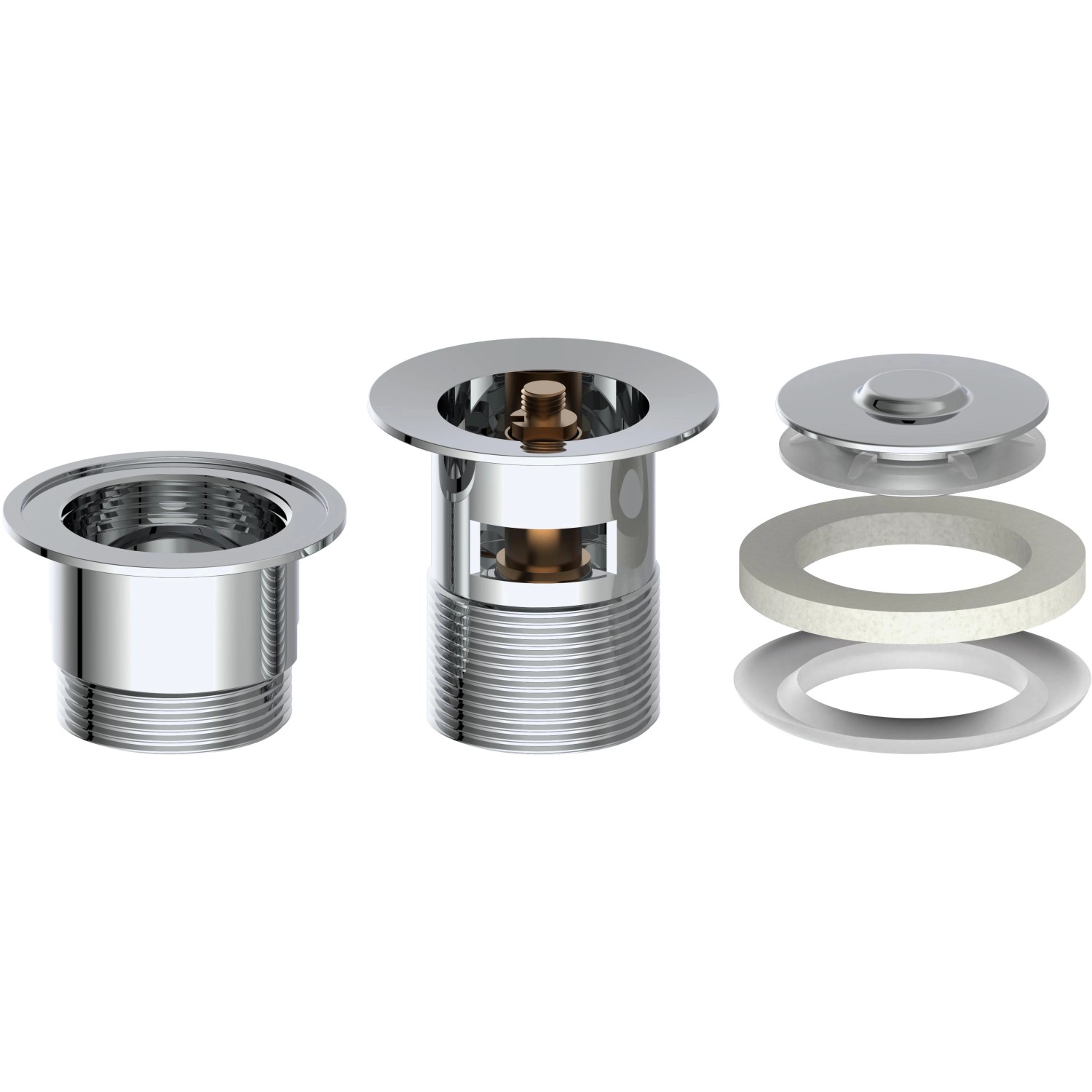 Kirchhoff Pop Up Ablaufgarnitur für Waschbecken, 63x80mm, Chrom. Siphon mit Überlauf.