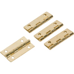 4 Schatullenscharniere, 40x25 mm, vermessingt, für Schmuckkästen u.ä.